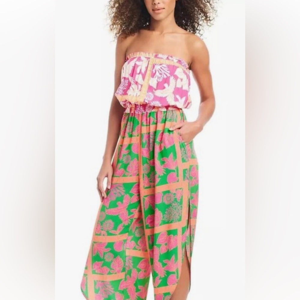 Bar III Pink and Green Swim Coverup